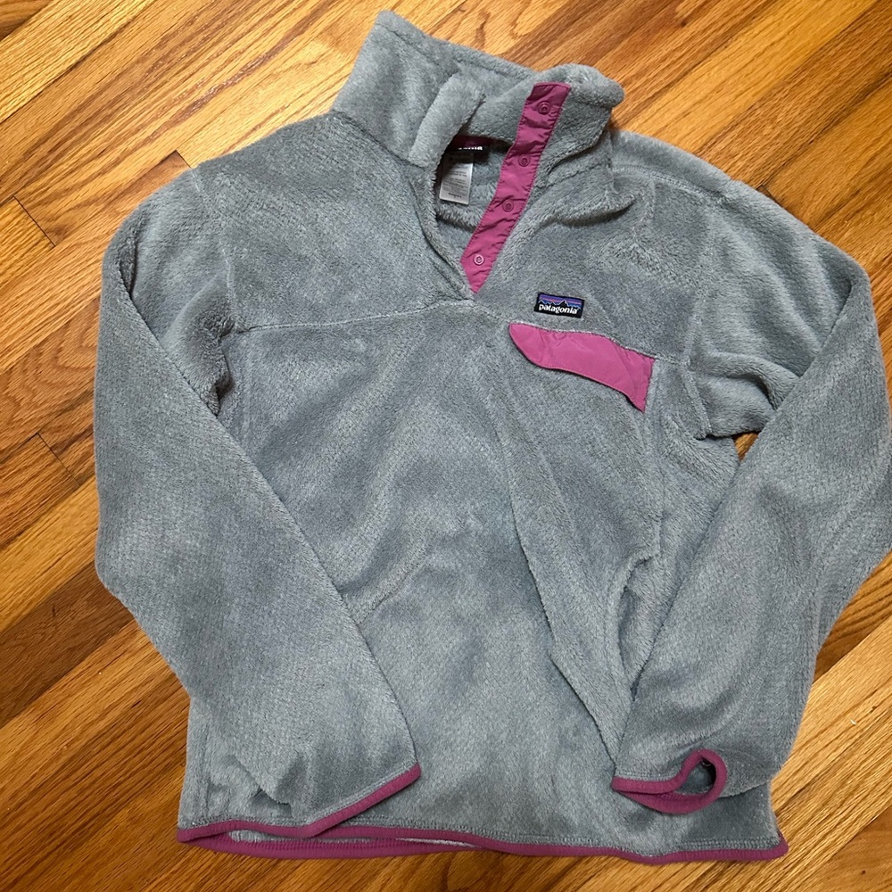 Patagonia Jacket 1/4 Snap-T Grey Soft Fleece Pullover Polartec Pocket
